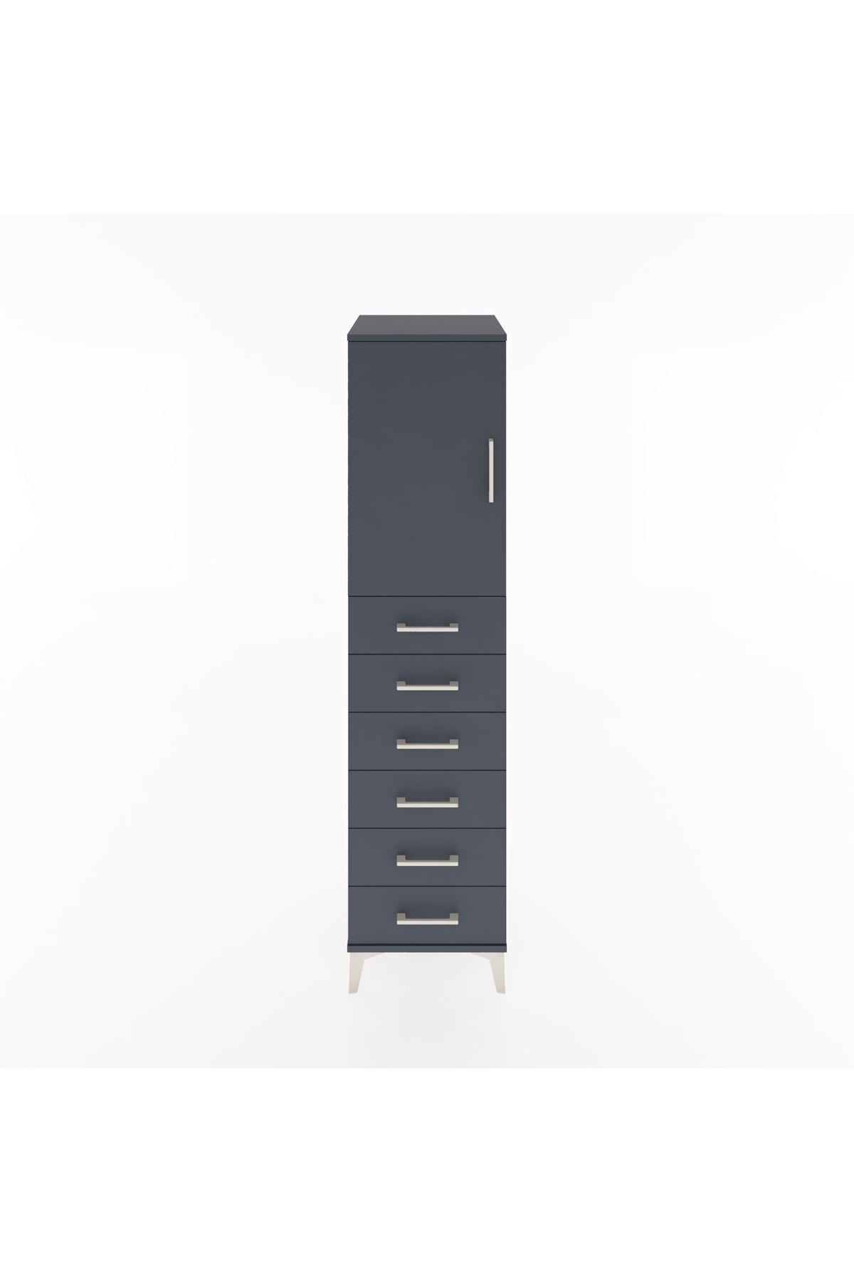 Hyperion Dolap Tek Raflı 6 Çekmeceli Tek Kapaklı 44x44x182 - S55M003V5B