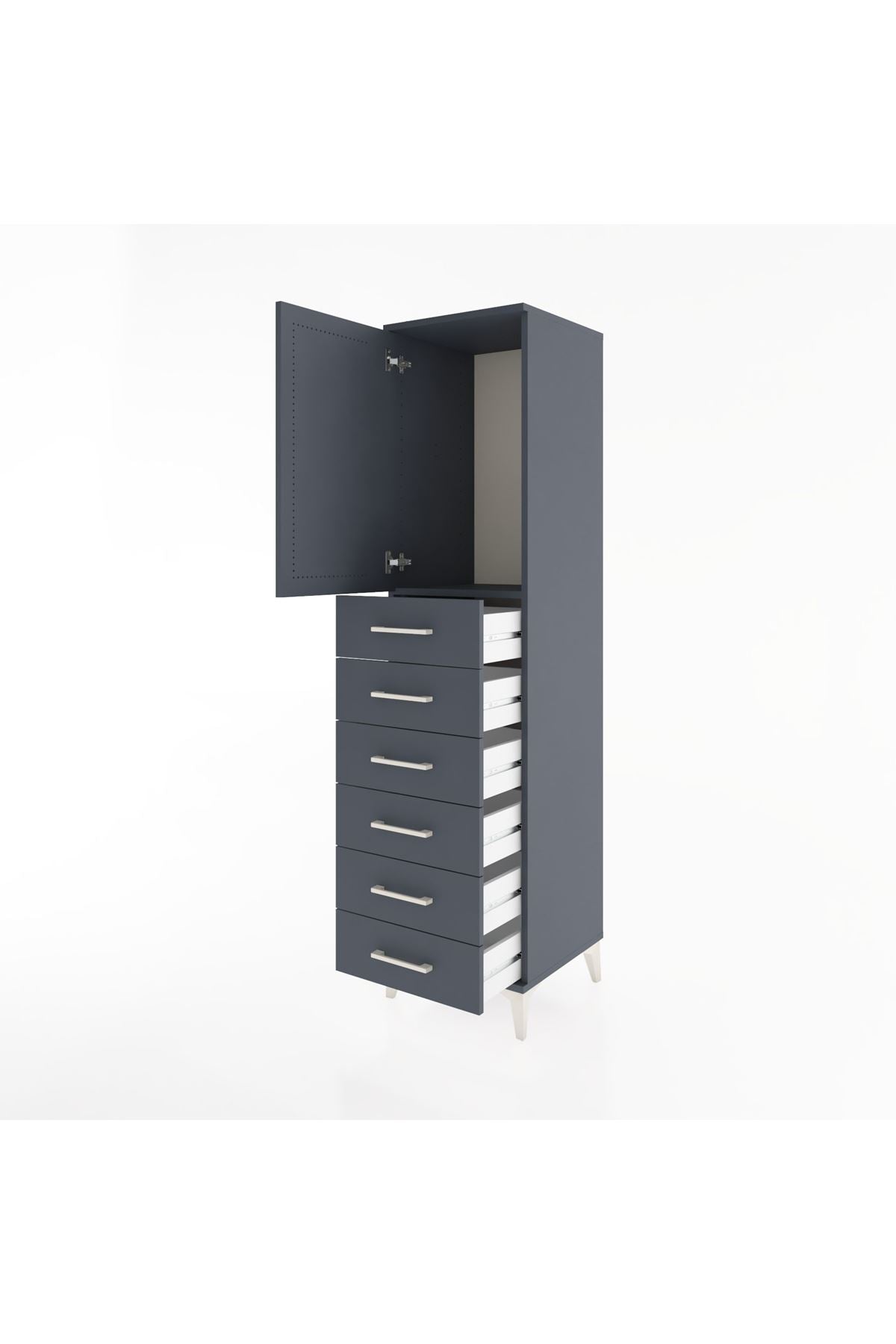 Hyperion Dolap Tek Raflı 6 Çekmeceli Tek Kapaklı 44x44x182 - S55M003V5B