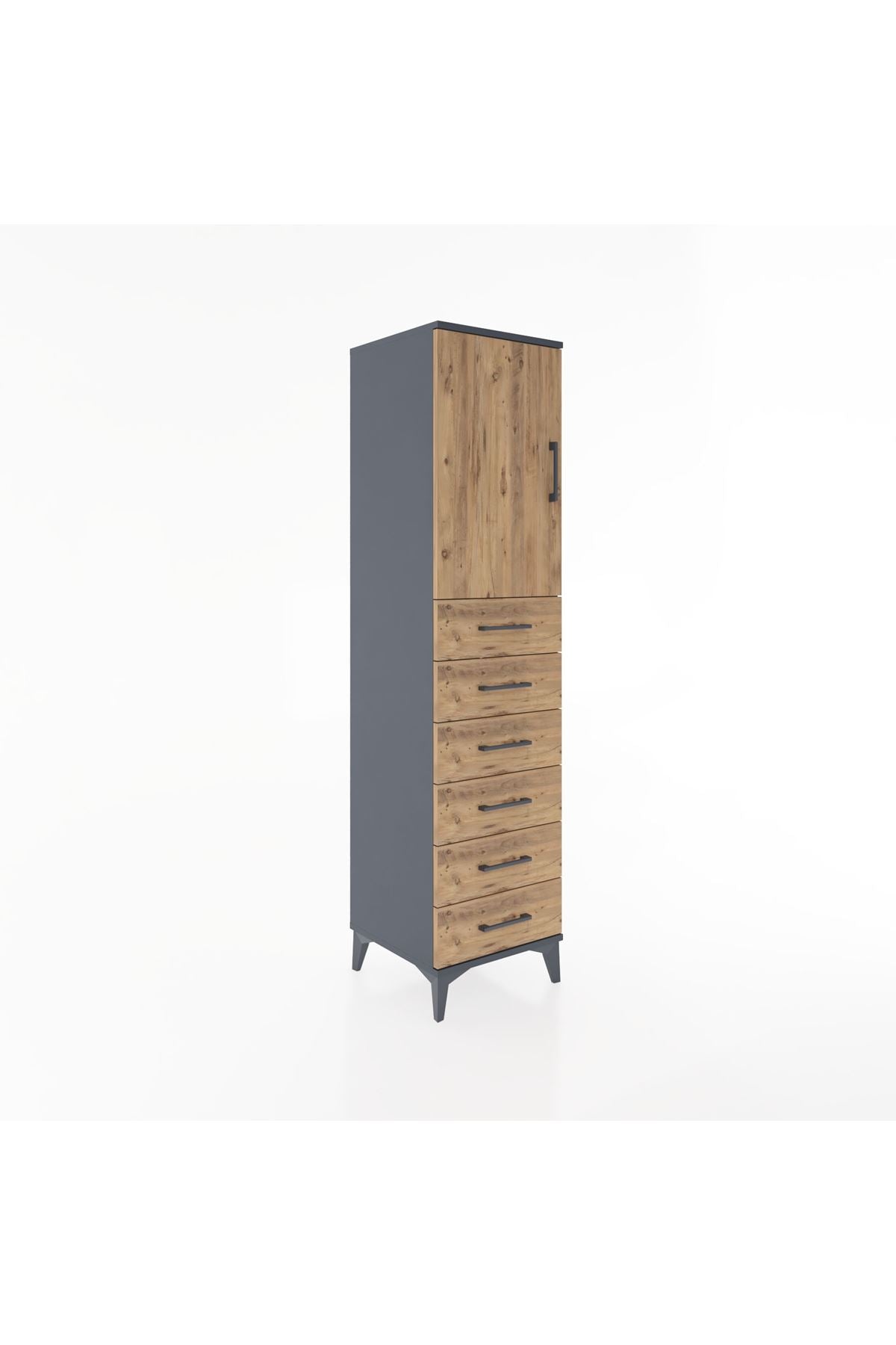 Hyperion Dolap Tek Raflı 6 Çekmeceli Tek Kapaklı 44x44x182 - S55M003V6B