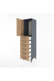 Hyperion Dolap Tek Raflı 6 Çekmeceli Tek Kapaklı 44x44x182 - S55M003V6B