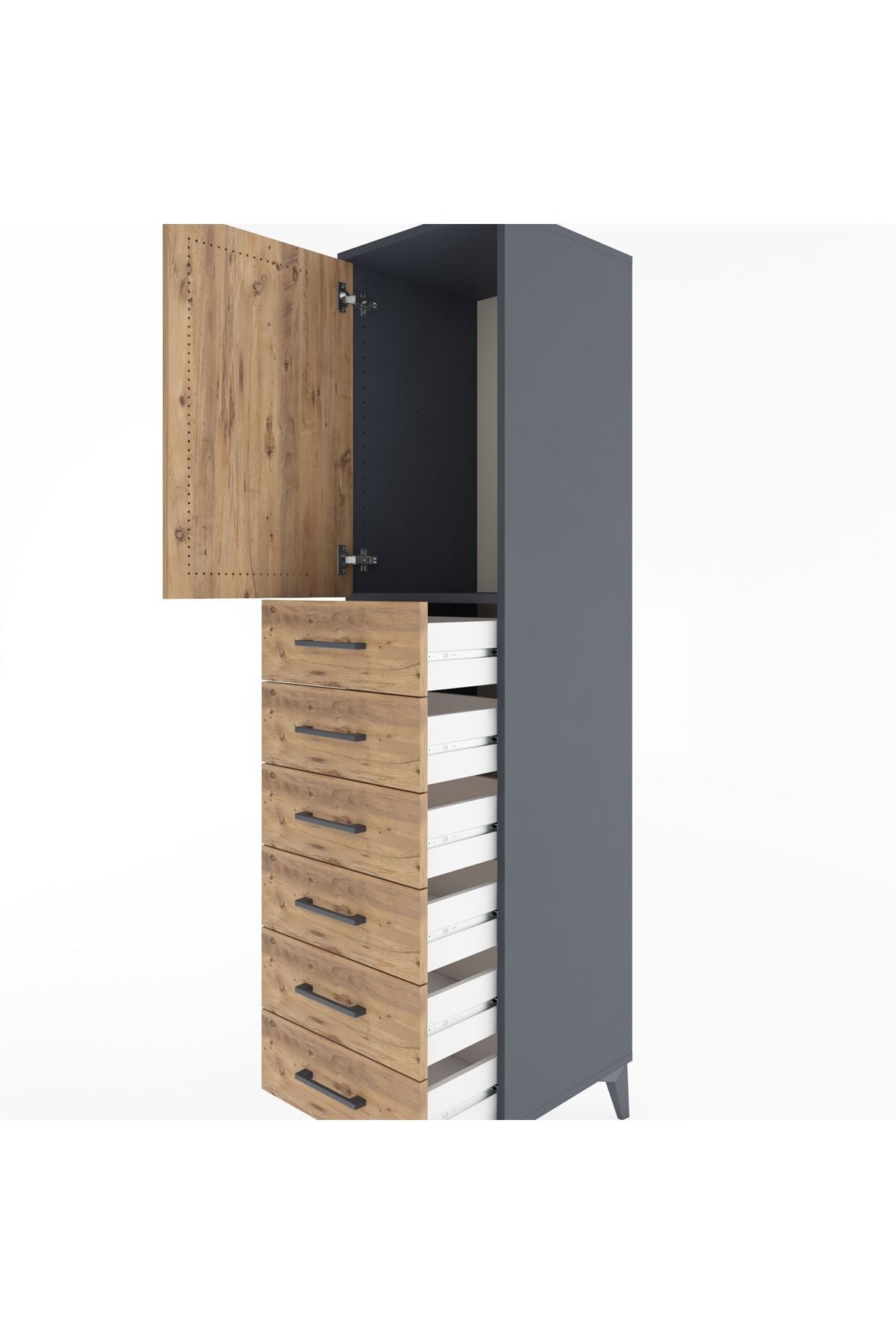 Hyperion Dolap Tek Raflı 6 Çekmeceli Tek Kapaklı 44x44x182 - S55M003V6B
