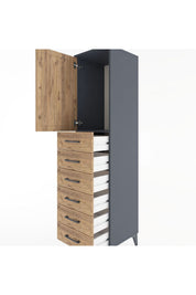 Hyperion Dolap Tek Raflı 6 Çekmeceli Tek Kapaklı 44x44x182 - S55M003V6B