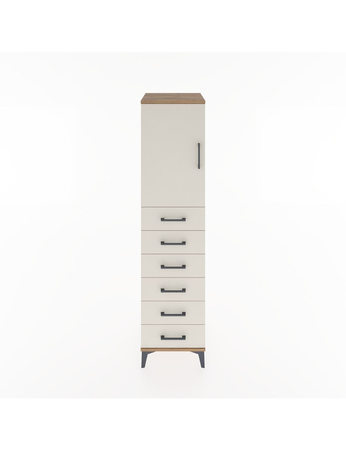 Hyperion Dolap Tek Raflı 6 Çekmeceli Tek Kapaklı 44x44x182 - S55M003V7B