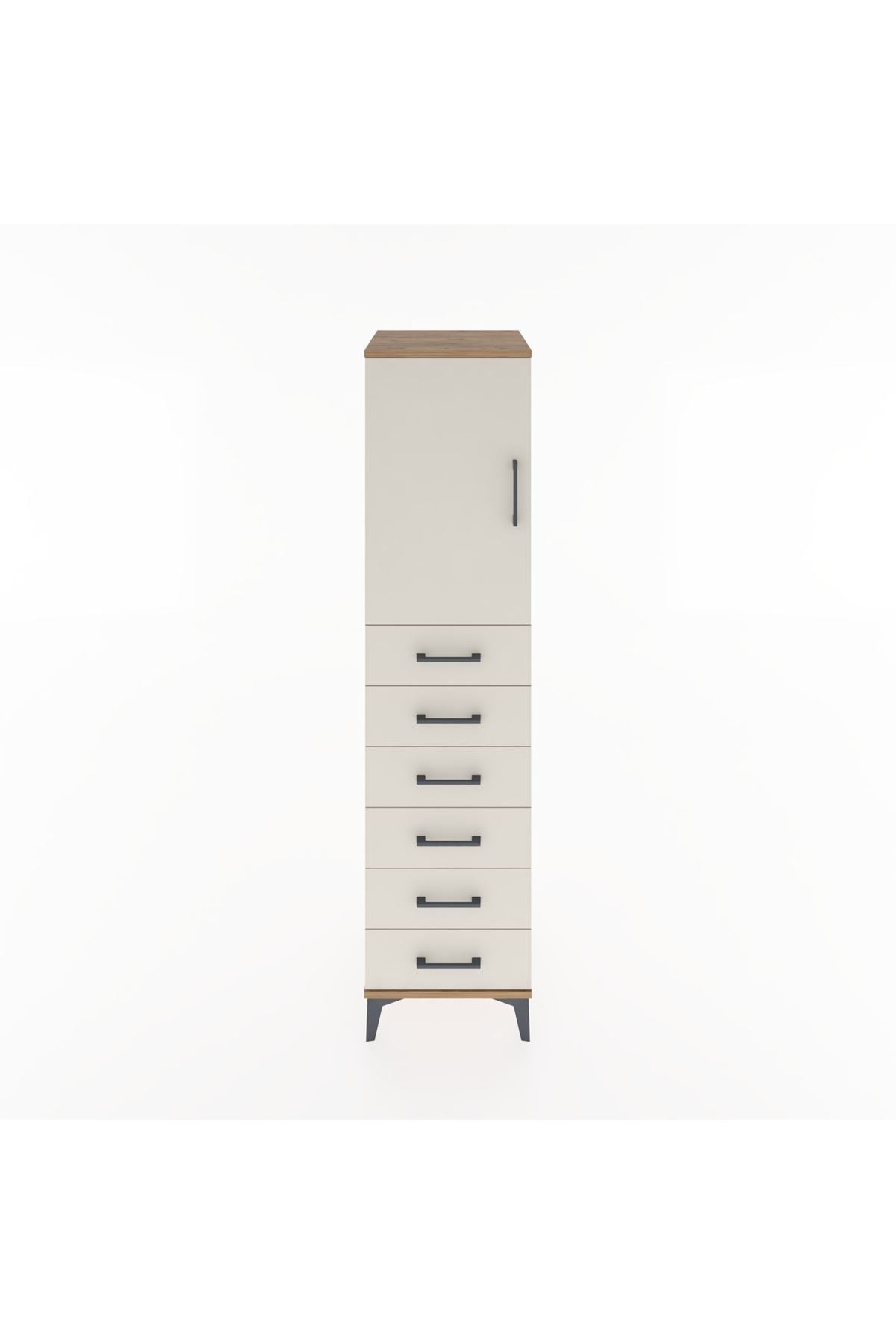 Hyperion Dolap Tek Raflı 6 Çekmeceli Tek Kapaklı 44x44x182 - S55M003V7B
