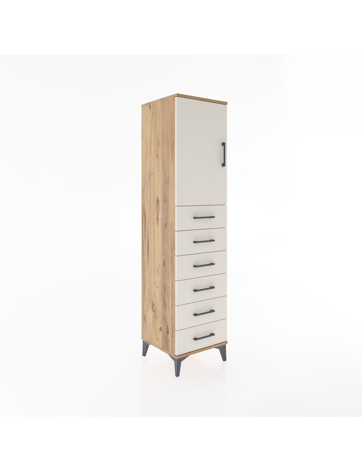 Hyperion Dolap Tek Raflı 6 Çekmeceli Tek Kapaklı 44x44x182 - S55M003V7B