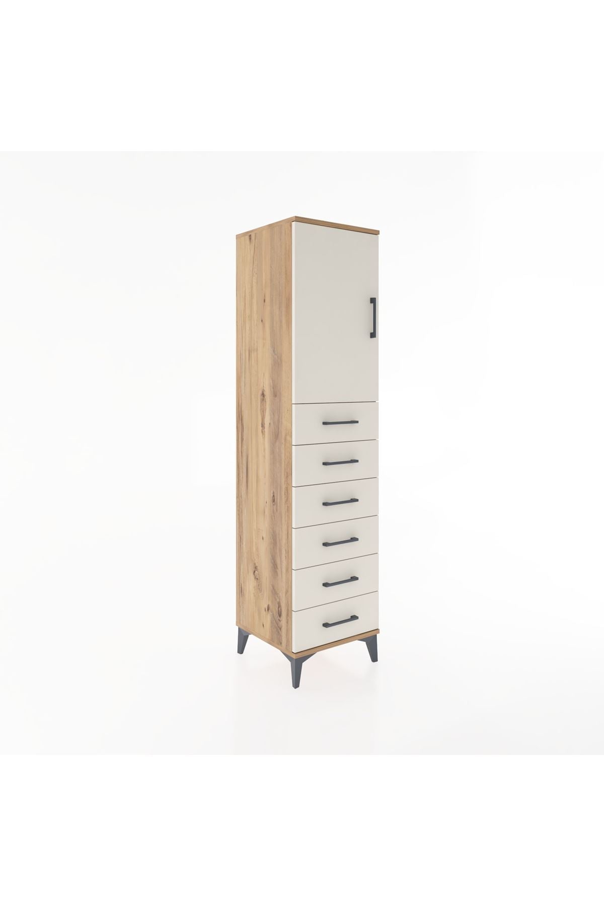 Hyperion Dolap Tek Raflı 6 Çekmeceli Tek Kapaklı 44x44x182 - S55M003V7B