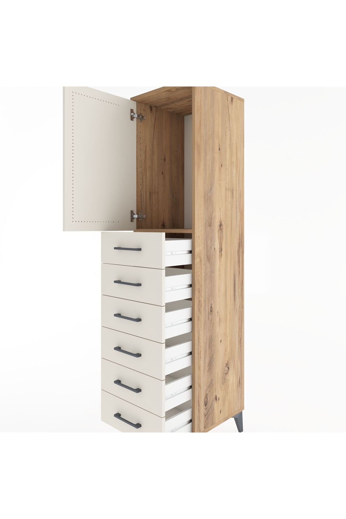 Hyperion Dolap Tek Raflı 6 Çekmeceli Tek Kapaklı 44x44x182 - S55M003V7B