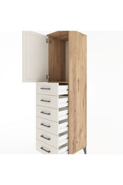 Hyperion Dolap Tek Raflı 6 Çekmeceli Tek Kapaklı 44x44x182 - S55M003V7B