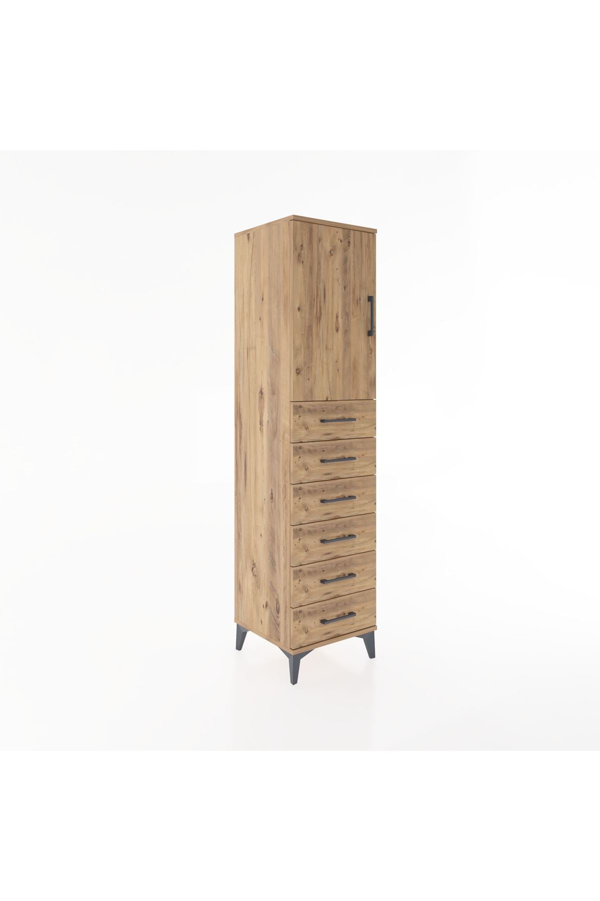 Hyperion Dolap Tek Raflı 6 Çekmeceli Tek Kapaklı 44x44x182 - S55M003V9B