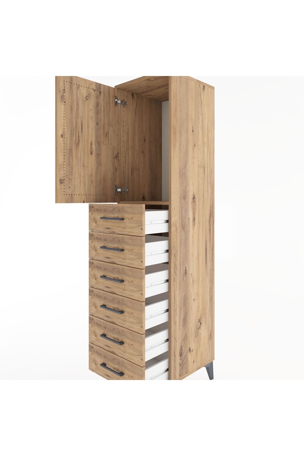 Hyperion Dolap Tek Raflı 6 Çekmeceli Tek Kapaklı 44x44x182 - S55M003V9B