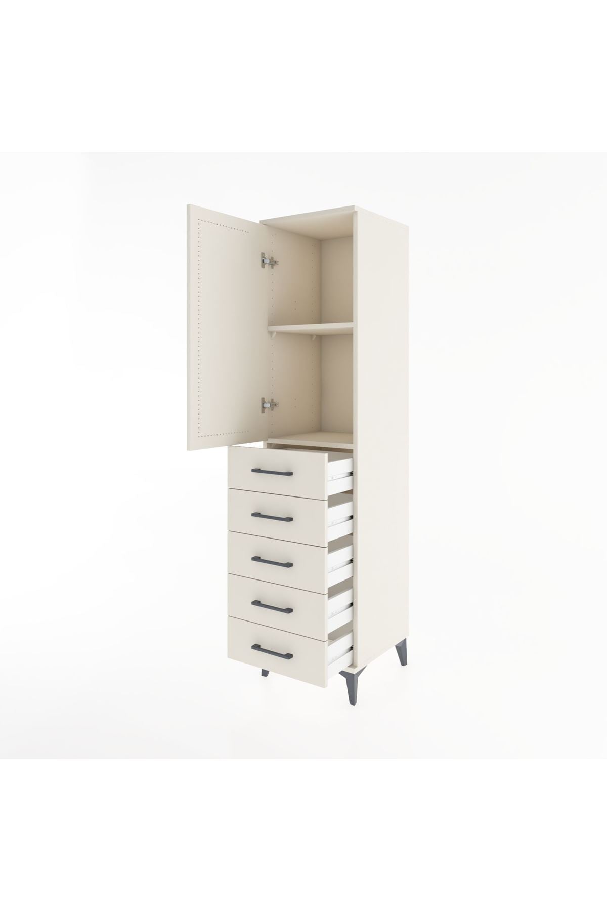 Hyperion Dolap 2 Raflı 5 Çekmeceli Tek Kapaklı 44x44x182 - S55M004V1B