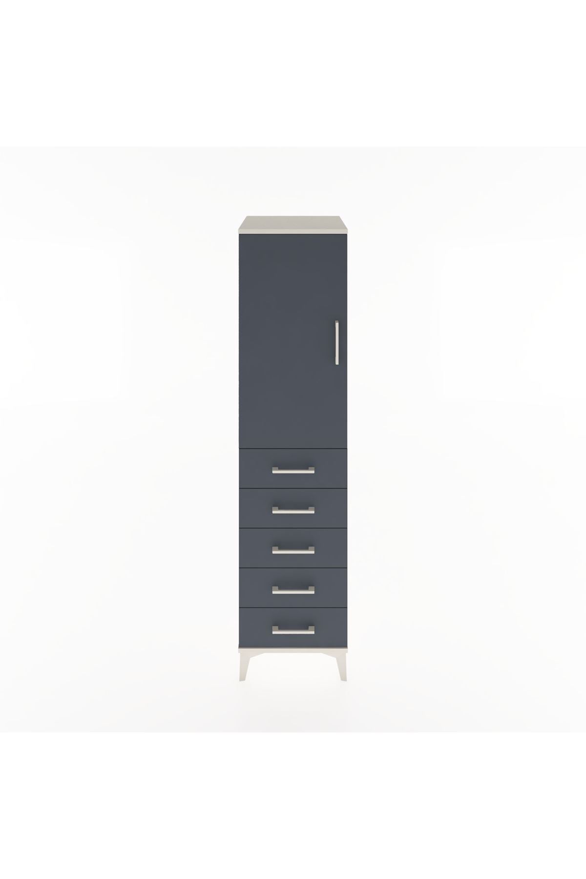 Hyperion Dolap 2 Raflı 5 Çekmeceli Tek Kapaklı 44x44x182 - S55M004V2B