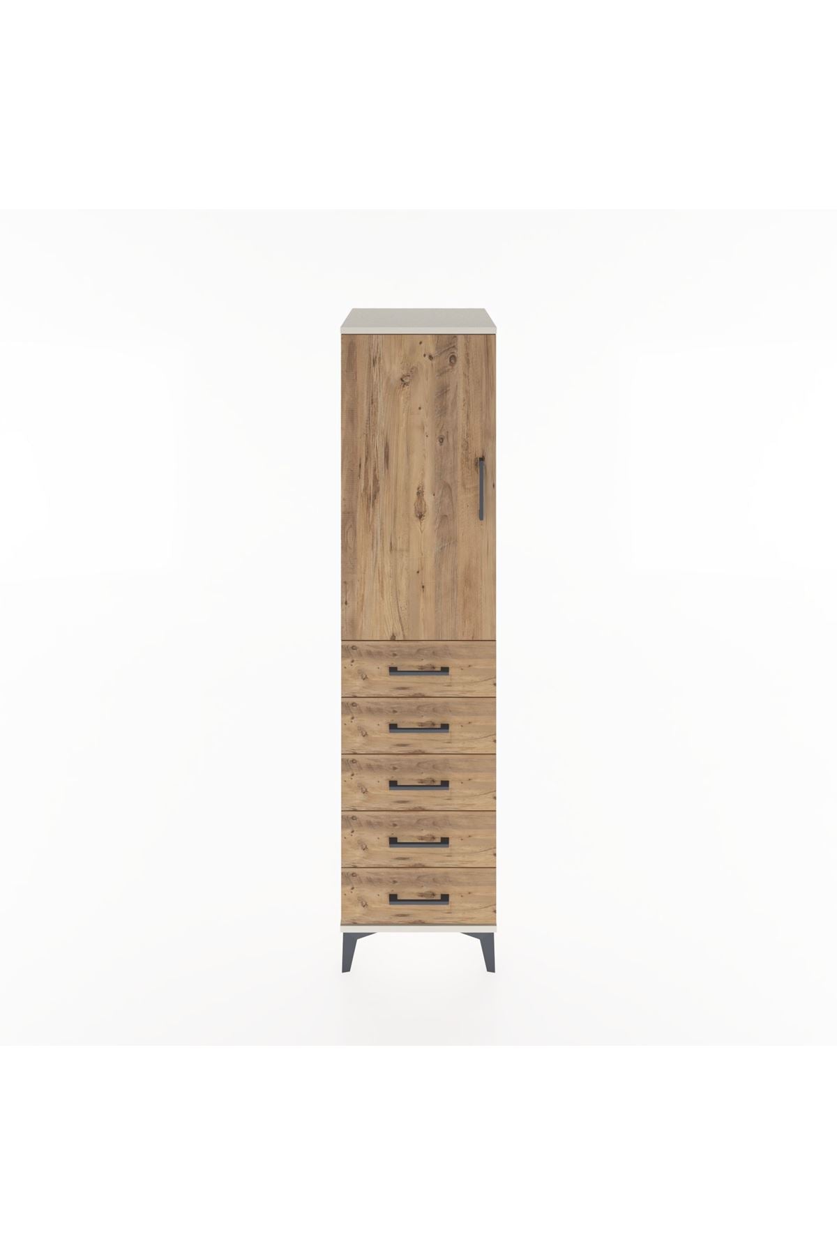 Hyperion Dolap 2 Raflı 5 Çekmeceli Tek Kapaklı 44x44x182 - S55M004V3B