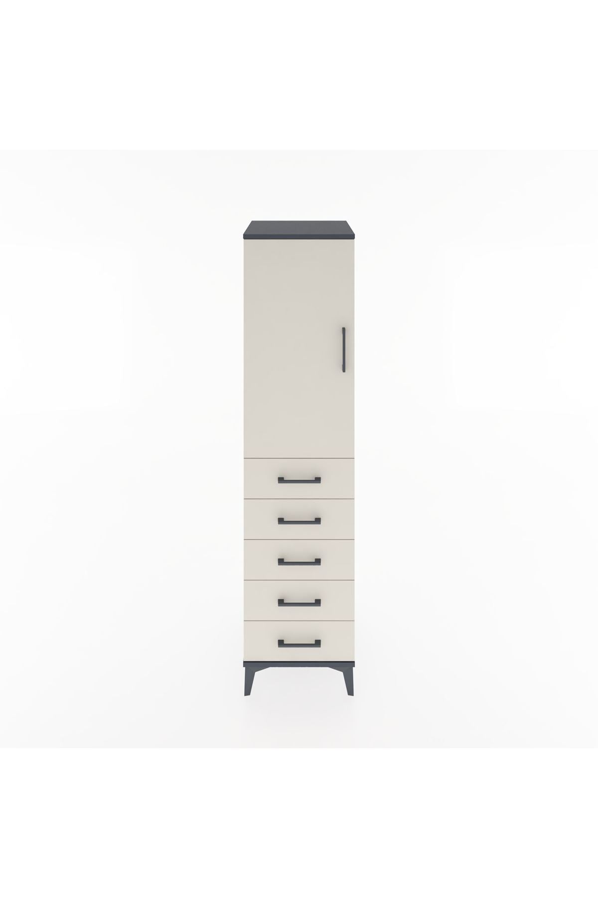 Hyperion Dolap 2 Raflı 5 Çekmeceli Tek Kapaklı 44x44x182 - S55M004V4B