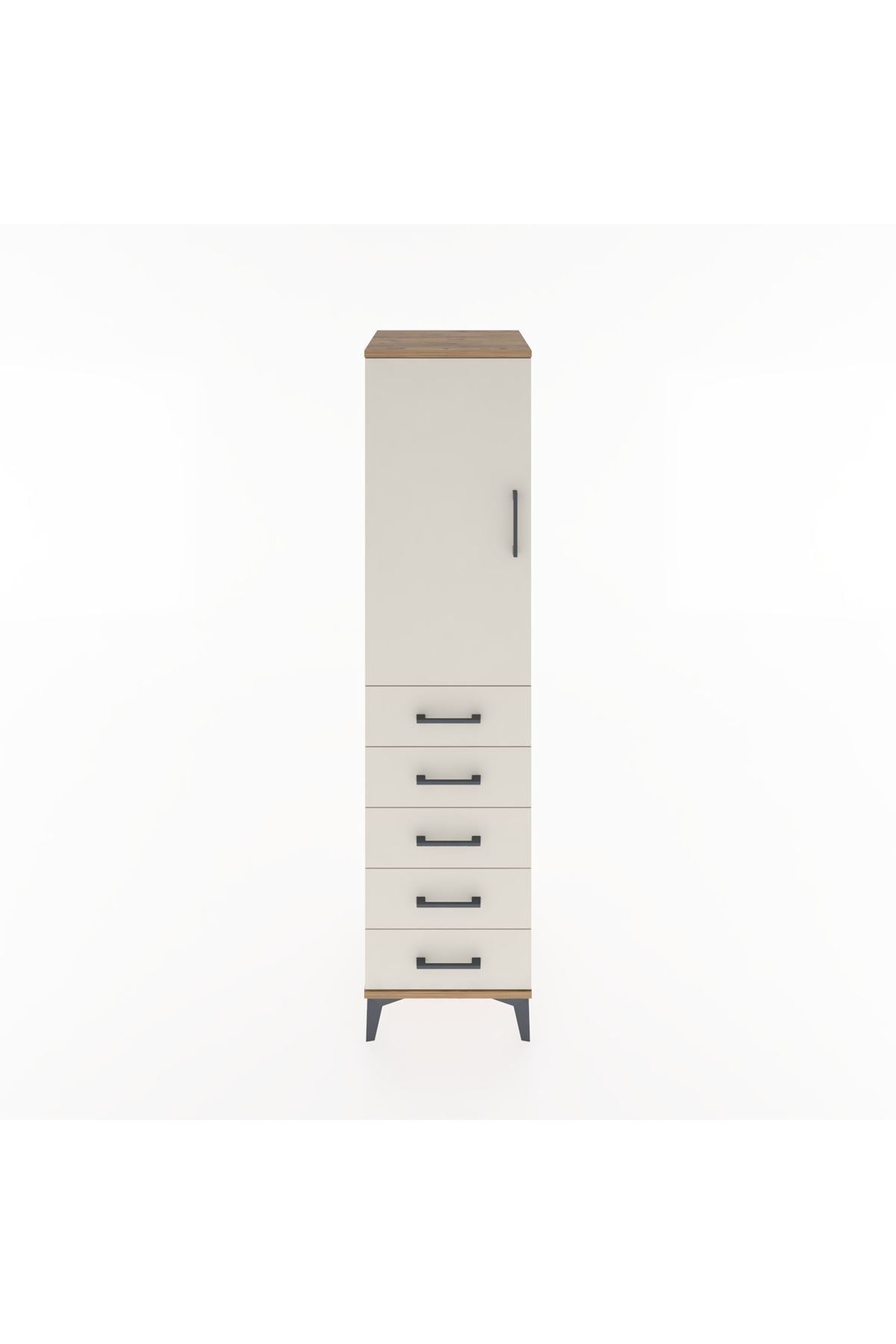 Hyperion Dolap 2 Raflı 5 Çekmeceli Tek Kapaklı 44x44x182 - S55M004V7B