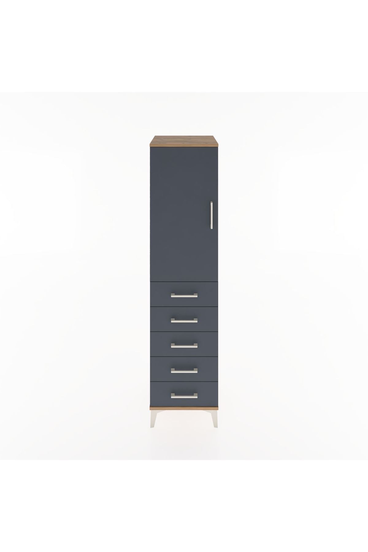 Hyperion Dolap 2 Raflı 5 Çekmeceli Tek Kapaklı 44x44x182 - S55M004V8B