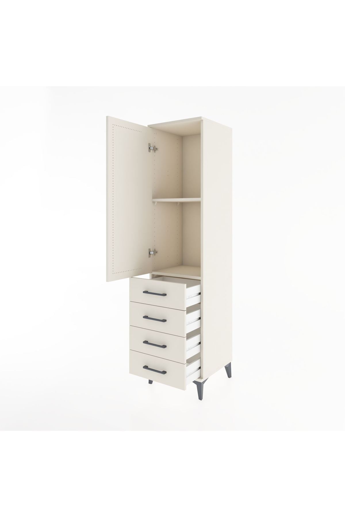 Hyperion Dolap 2 Raflı 4 Çekmeceli Tek Kapaklı 44x44x182 - S55M005V1B
