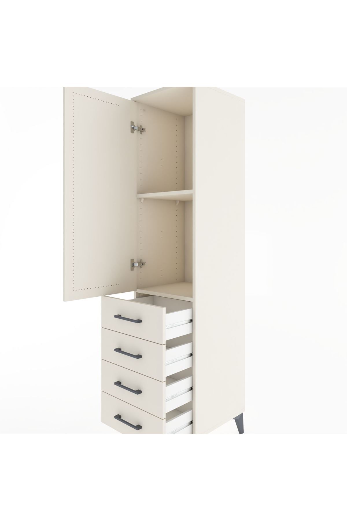 Hyperion Dolap 2 Raflı 4 Çekmeceli Tek Kapaklı 44x44x182 - S55M005V1B