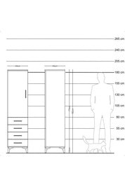 Hyperion Dolap 2 Raflı 4 Çekmeceli Tek Kapaklı 44x44x182 - S55M005V1B