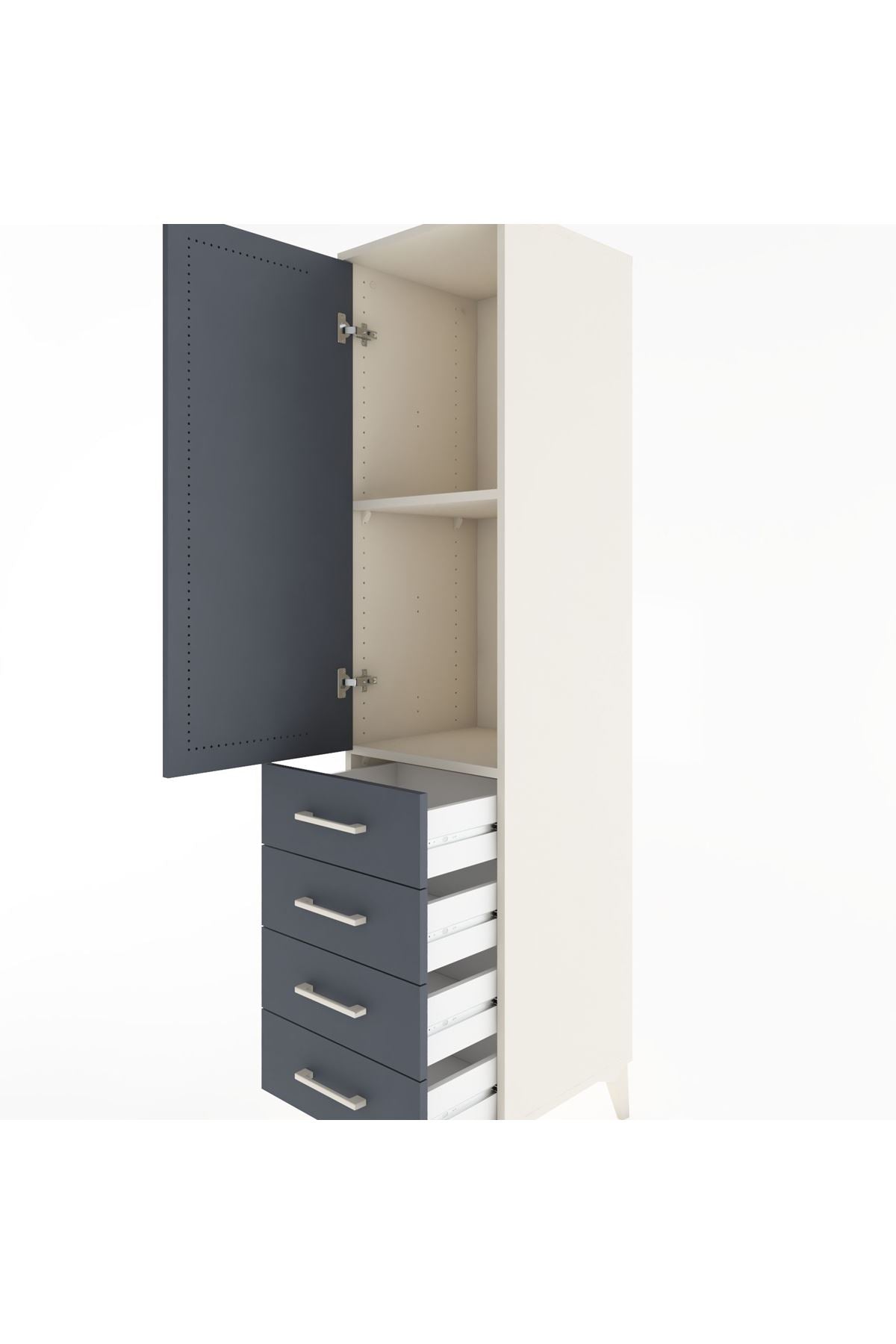 Hyperion Dolap 2 Raflı 4 Çekmeceli Tek Kapaklı 44x44x182 - S55M005V2B