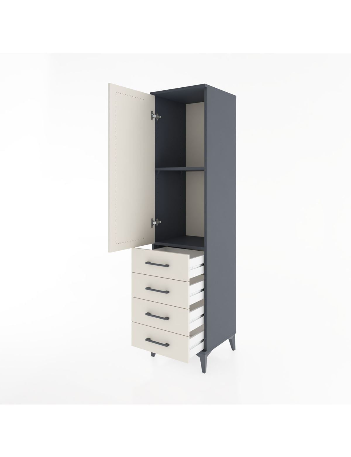 Hyperion Dolap 2 Raflı 4 Çekmeceli Tek Kapaklı 44x44x182 - S55M005V4B
