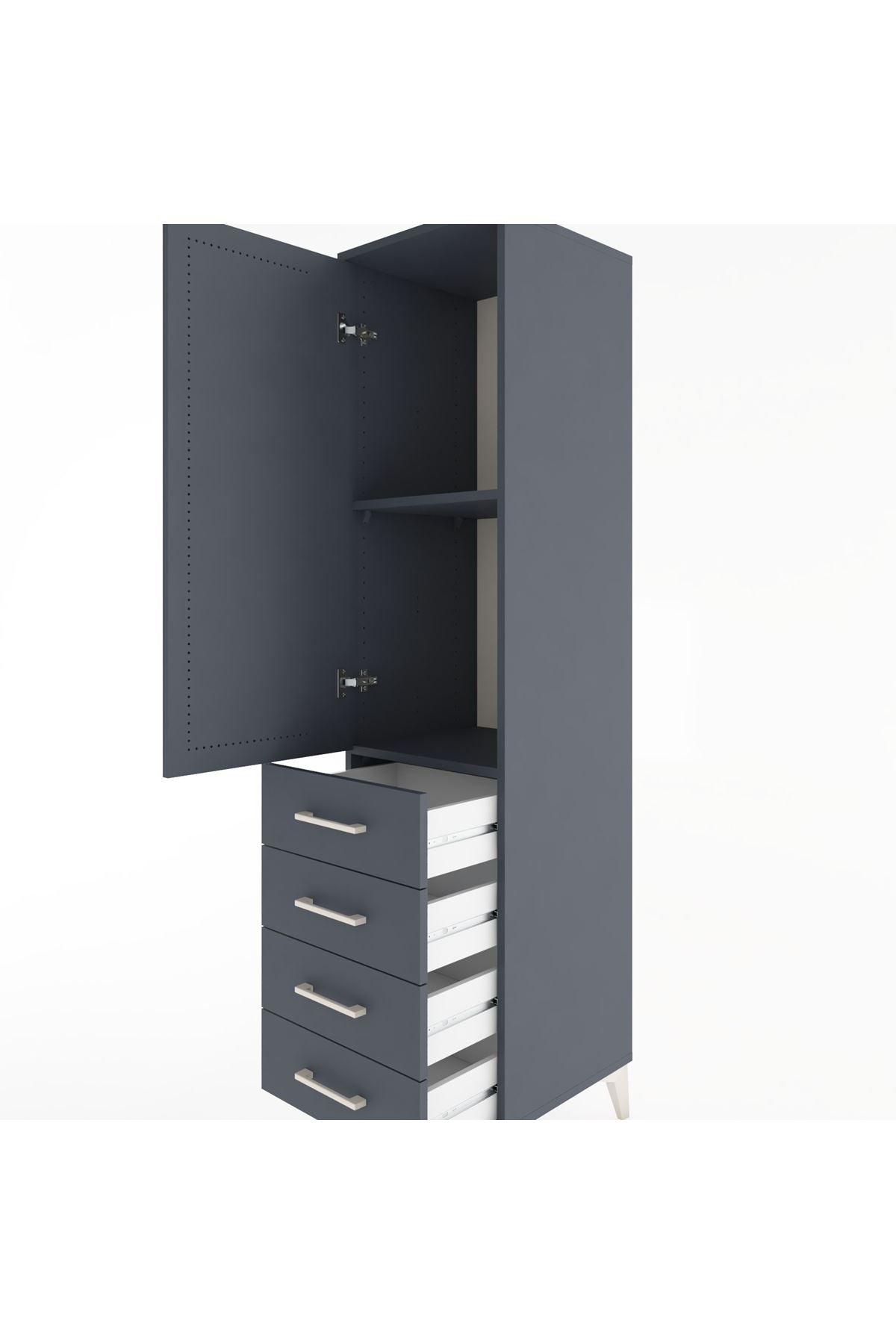 Hyperion Dolap 2 Raflı 4 Çekmeceli Tek Kapaklı 44x44x182 - S55M005V5B
