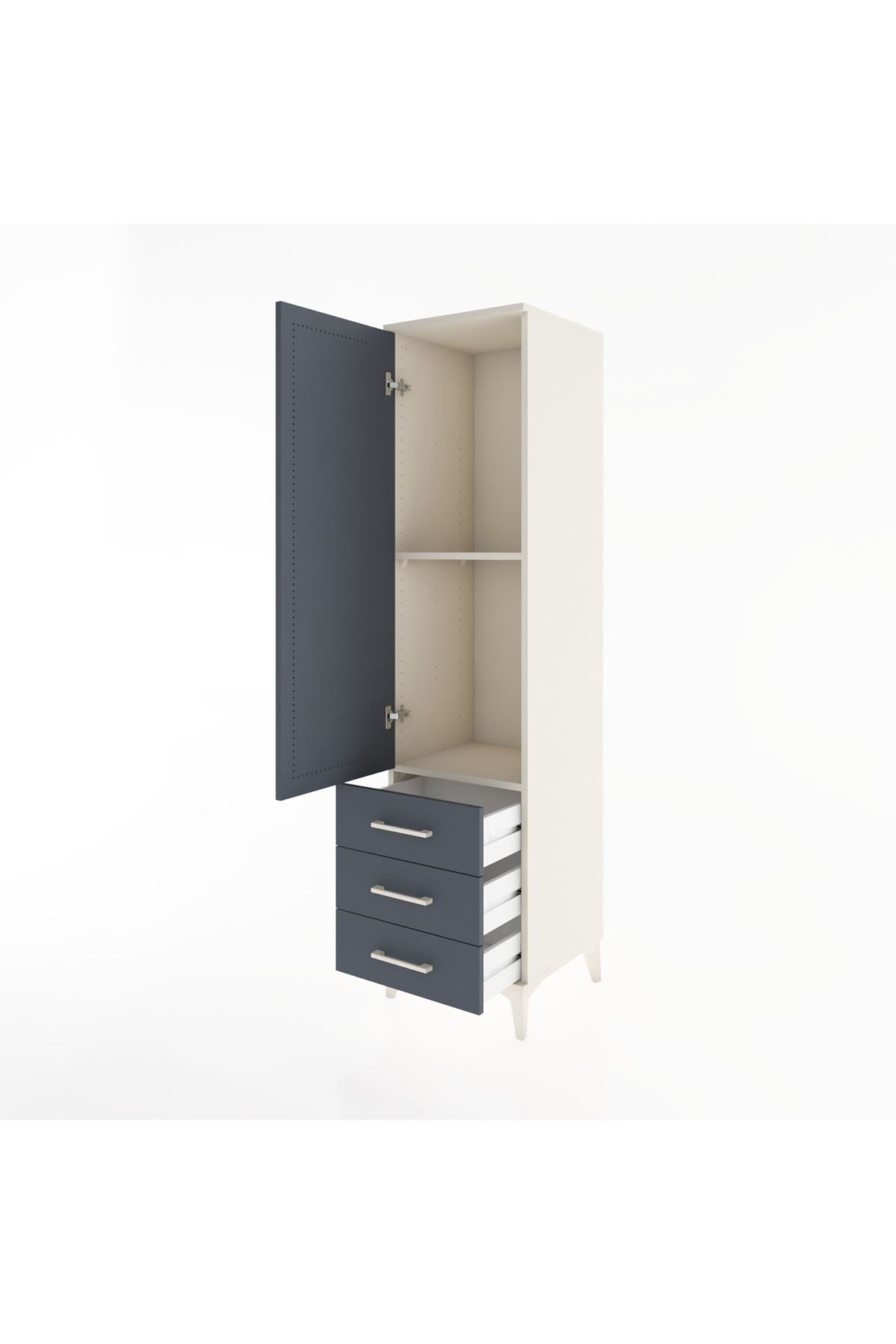 Hyperion Dolap 2 Raflı 3 Çekmeceli Tek Kapaklı 44x44x182 - S55M006V2B