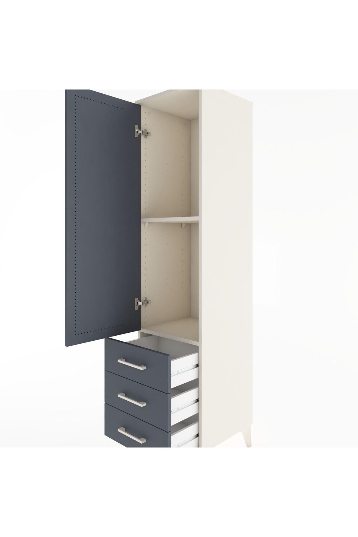 Hyperion Dolap 2 Raflı 3 Çekmeceli Tek Kapaklı 44x44x182 - S55M006V2B