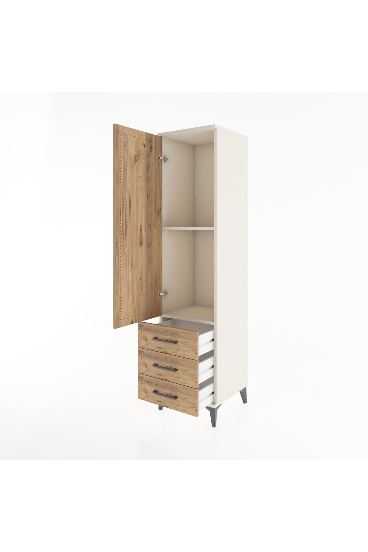 Hyperion Dolap 2 Raflı 3 Çekmeceli Tek Kapaklı 44x44x182 - S55M006V3B