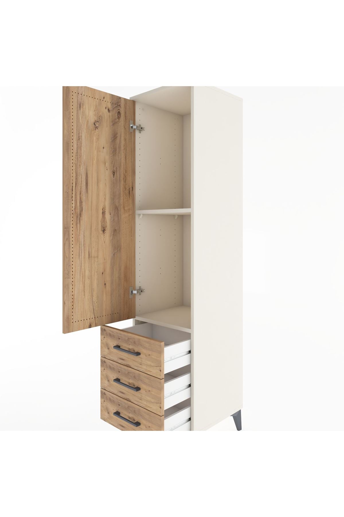 Hyperion Dolap 2 Raflı 3 Çekmeceli Tek Kapaklı 44x44x182 - S55M006V3B