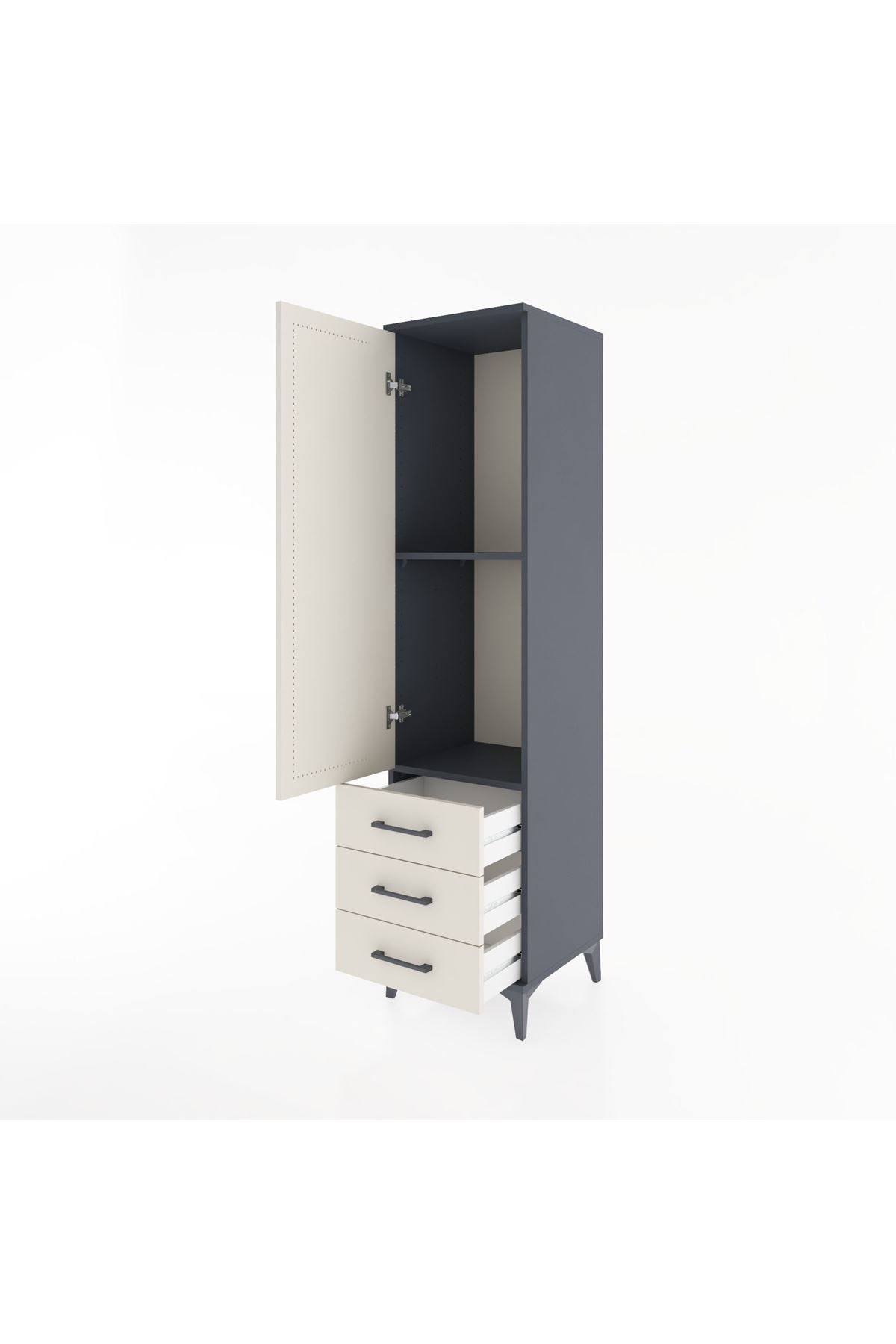 Hyperion Dolap 2 Raflı 3 Çekmeceli Tek Kapaklı 44x44x182 - S55M006V4B