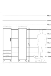 Hyperion Dolap 2 Raflı 3 Çekmeceli Tek Kapaklı 44x44x182 - S55M006V4B