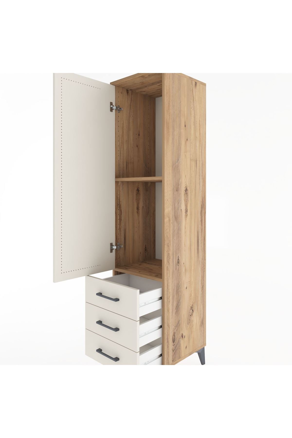 Hyperion Dolap 2 Raflı 3 Çekmeceli Tek Kapaklı 44x44x182 - S55M006V7B