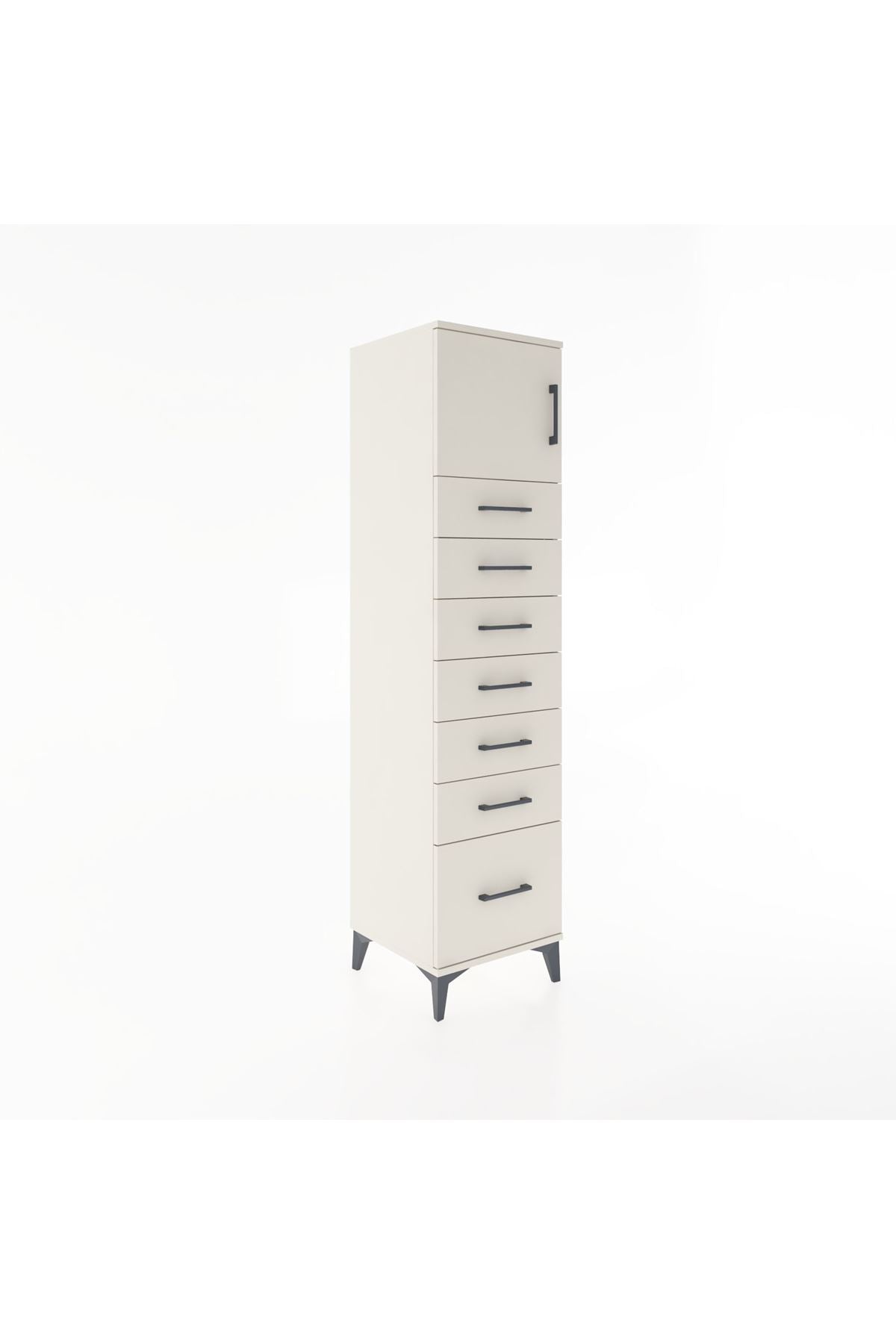 Hyperion Dolap Tek Raflı 7 Çekmeceli Tek Kapaklı 44x44x182 - S55M010V1B