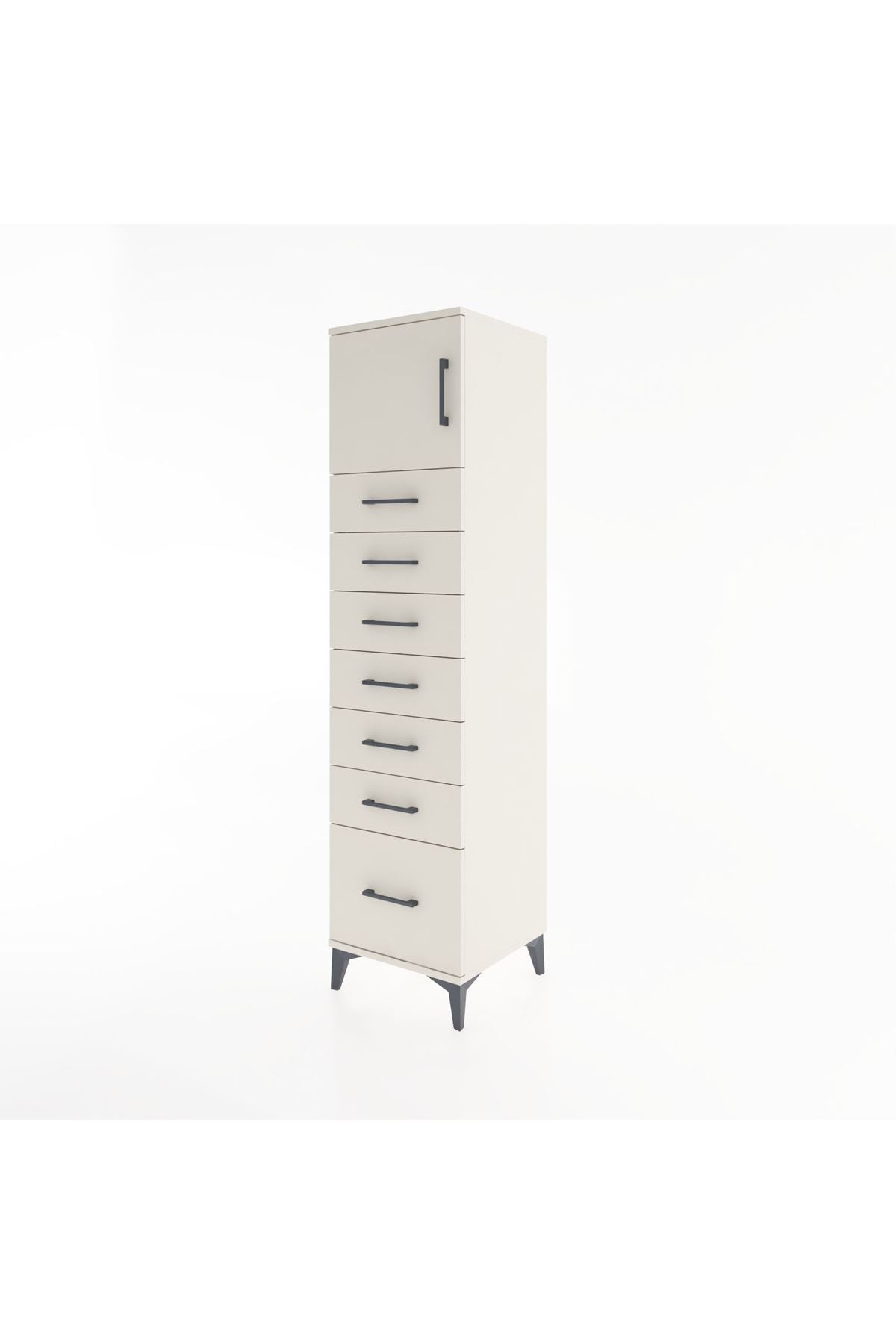 Hyperion Dolap Tek Raflı 7 Çekmeceli Tek Kapaklı 44x44x182 - S55M010V1B