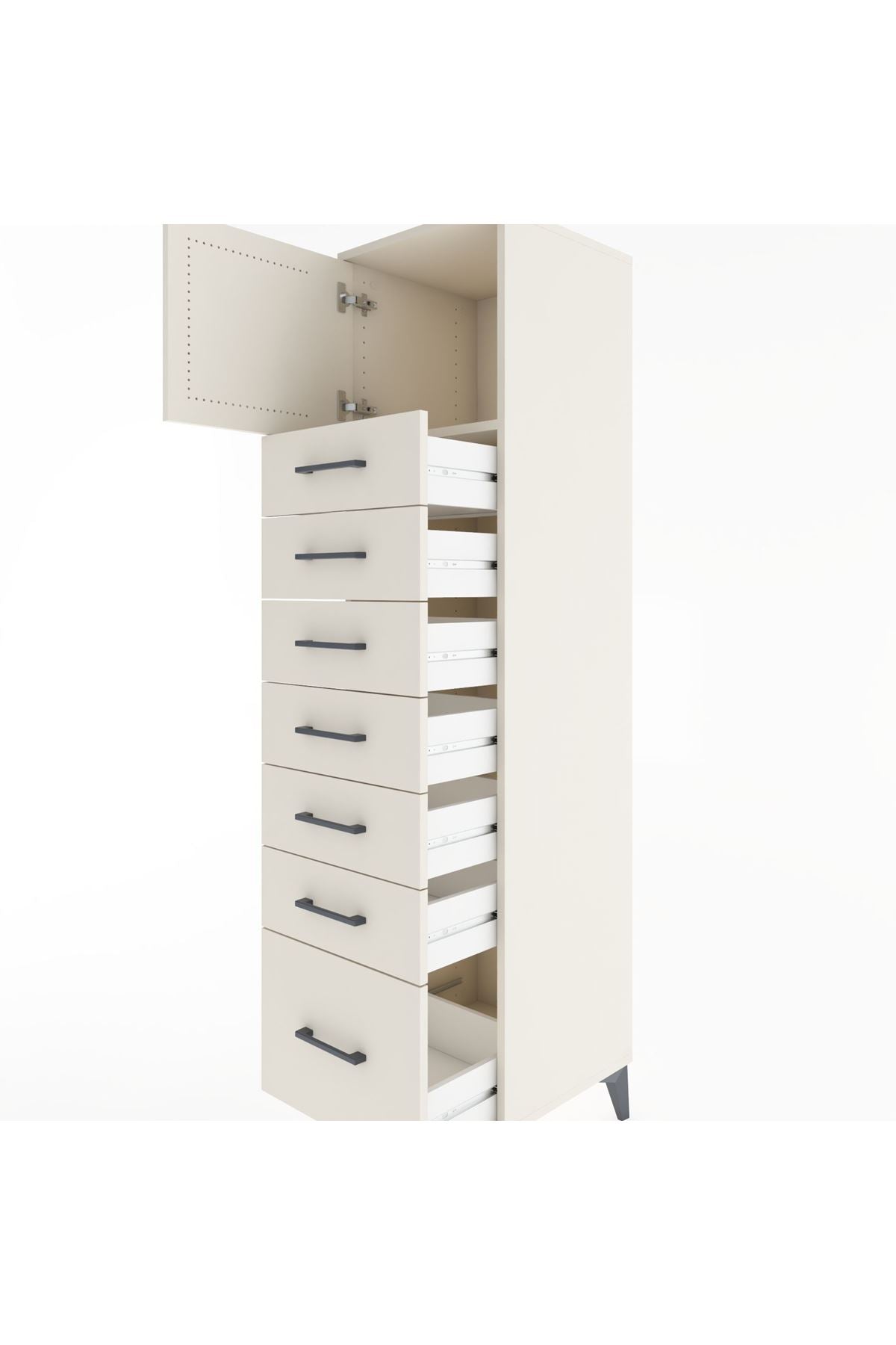 Hyperion Dolap Tek Raflı 7 Çekmeceli Tek Kapaklı 44x44x182 - S55M010V1B