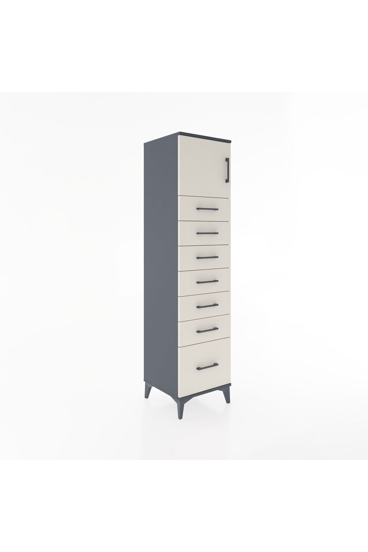 Hyperion Dolap Tek Raflı 7 Çekmeceli Tek Kapaklı 44x44x182 - S55M010V4B