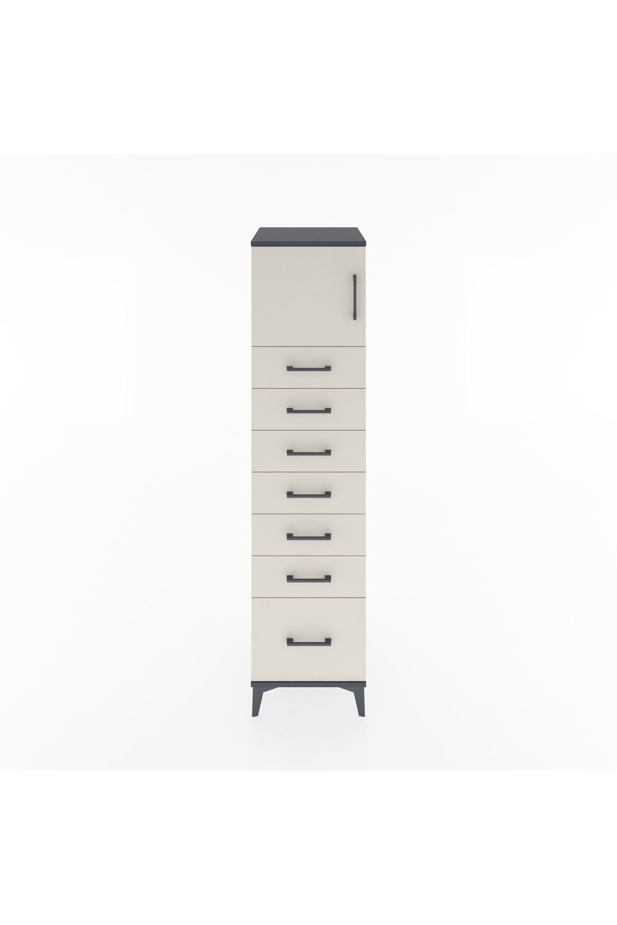 Hyperion Dolap Tek Raflı 7 Çekmeceli Tek Kapaklı 44x44x182 - S55M010V4B