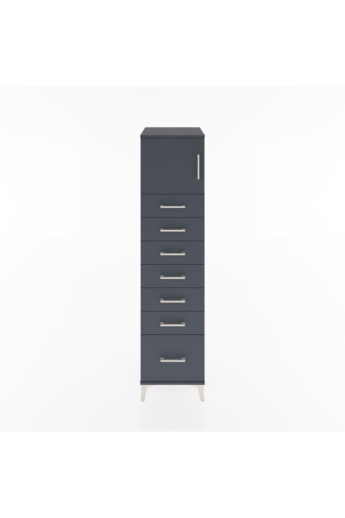 Hyperion Dolap Tek Raflı 7 Çekmeceli Tek Kapaklı 44x44x182 - S55M010V5B