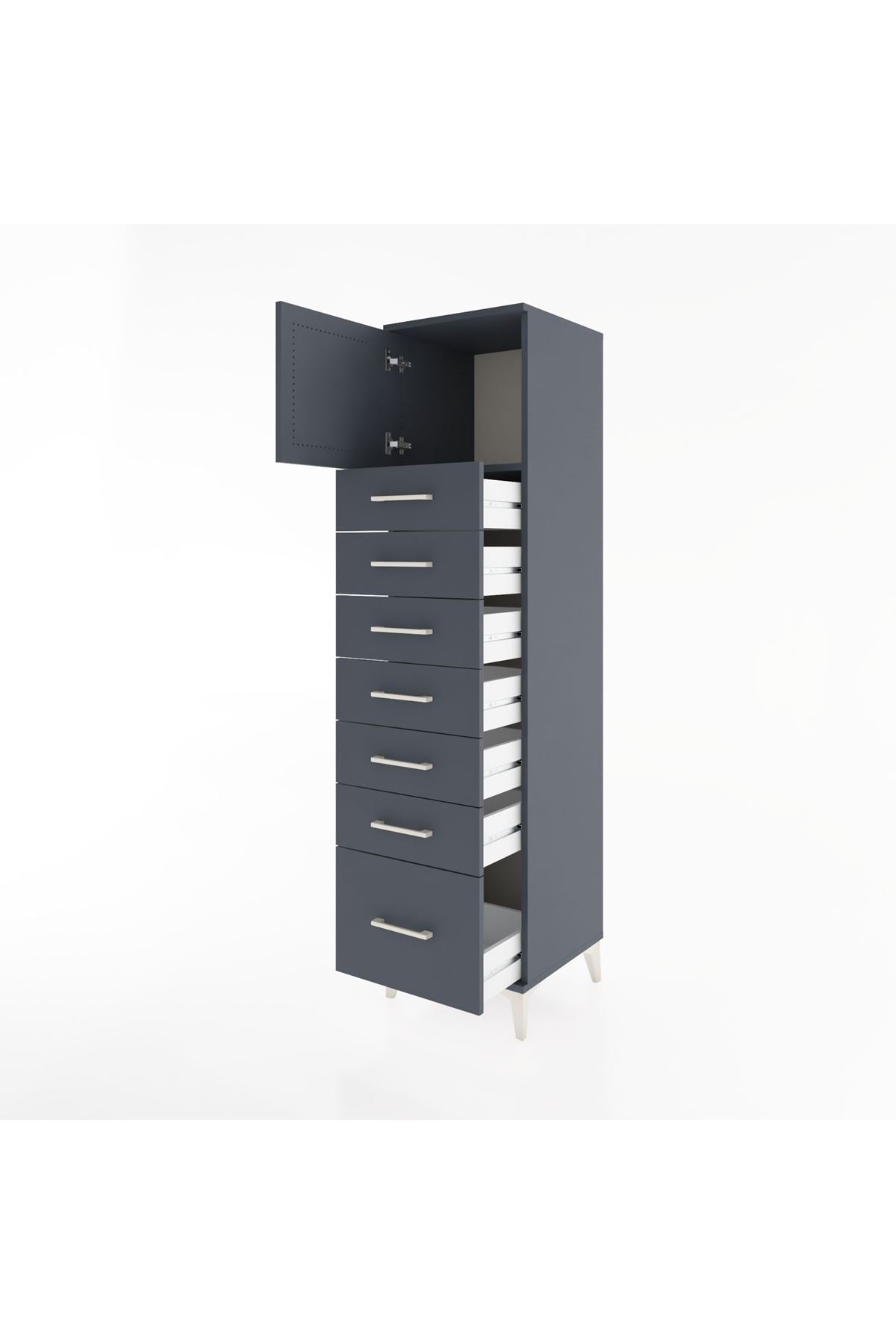 Hyperion Dolap Tek Raflı 7 Çekmeceli Tek Kapaklı 44x44x182 - S55M010V5B