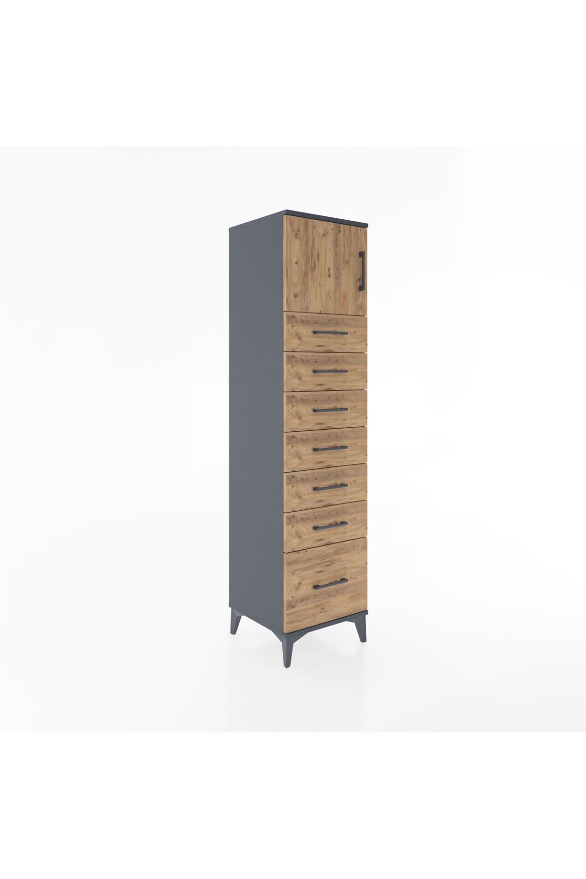 Hyperion Dolap Tek Raflı 7 Çekmeceli Tek Kapaklı 44x44x182 - S55M010V6B