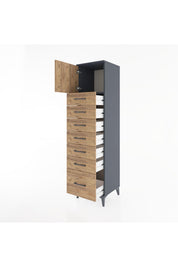 Hyperion Dolap Tek Raflı 7 Çekmeceli Tek Kapaklı 44x44x182 - S55M010V6B
