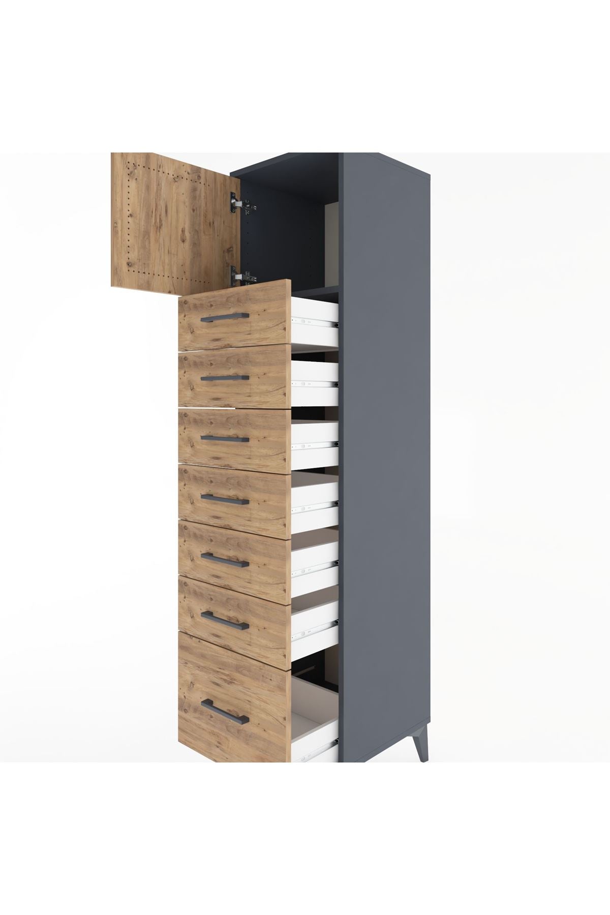 Hyperion Dolap Tek Raflı 7 Çekmeceli Tek Kapaklı 44x44x182 - S55M010V6B