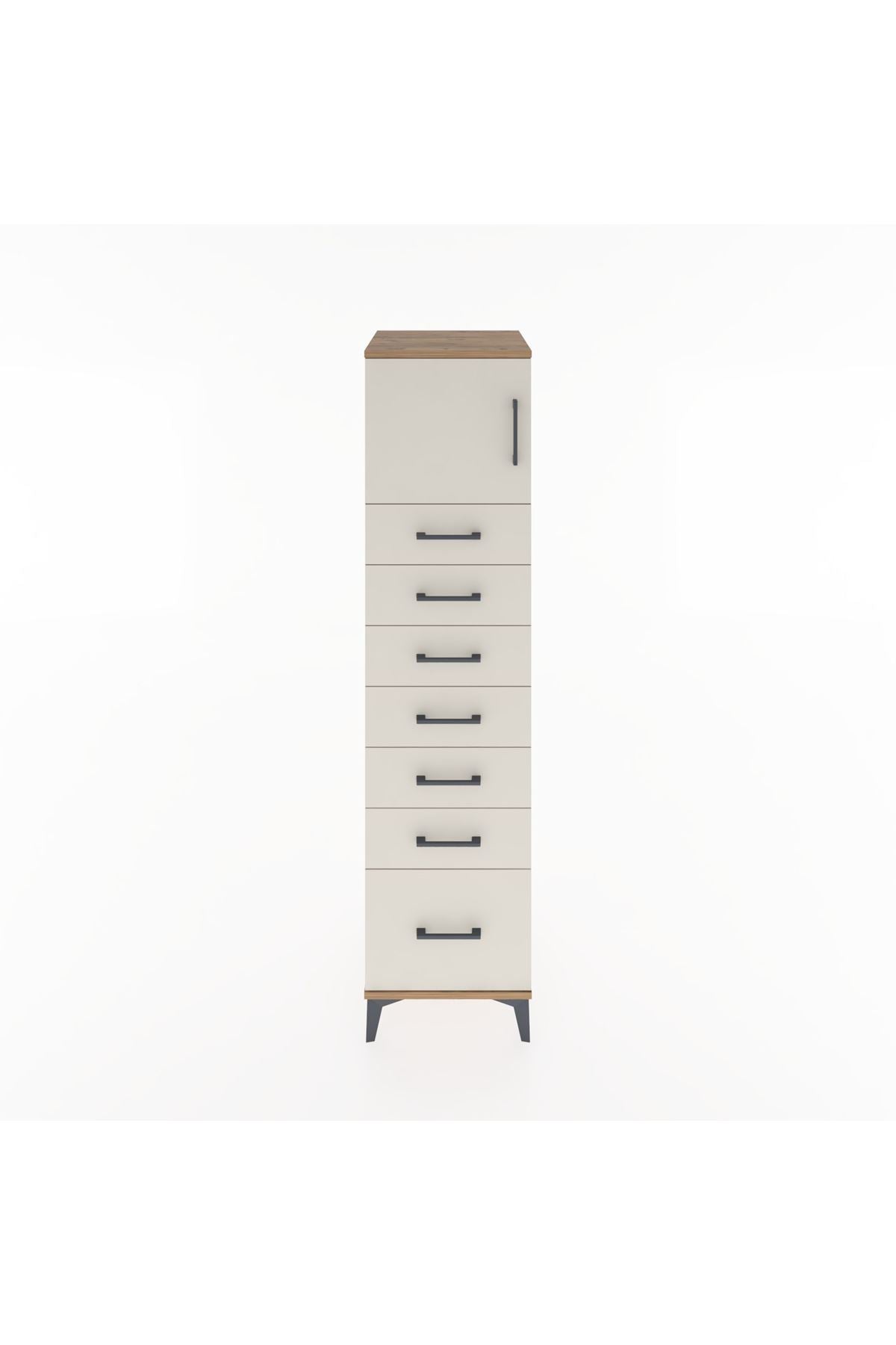 Hyperion Dolap Tek Raflı 7 Çekmeceli Tek Kapaklı 44x44x182 - S55M010V7B