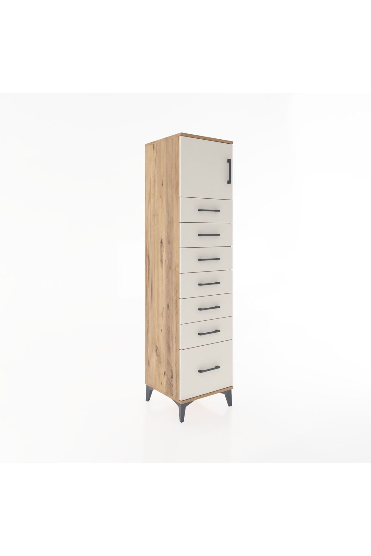 Hyperion Dolap Tek Raflı 7 Çekmeceli Tek Kapaklı 44x44x182 - S55M010V7B