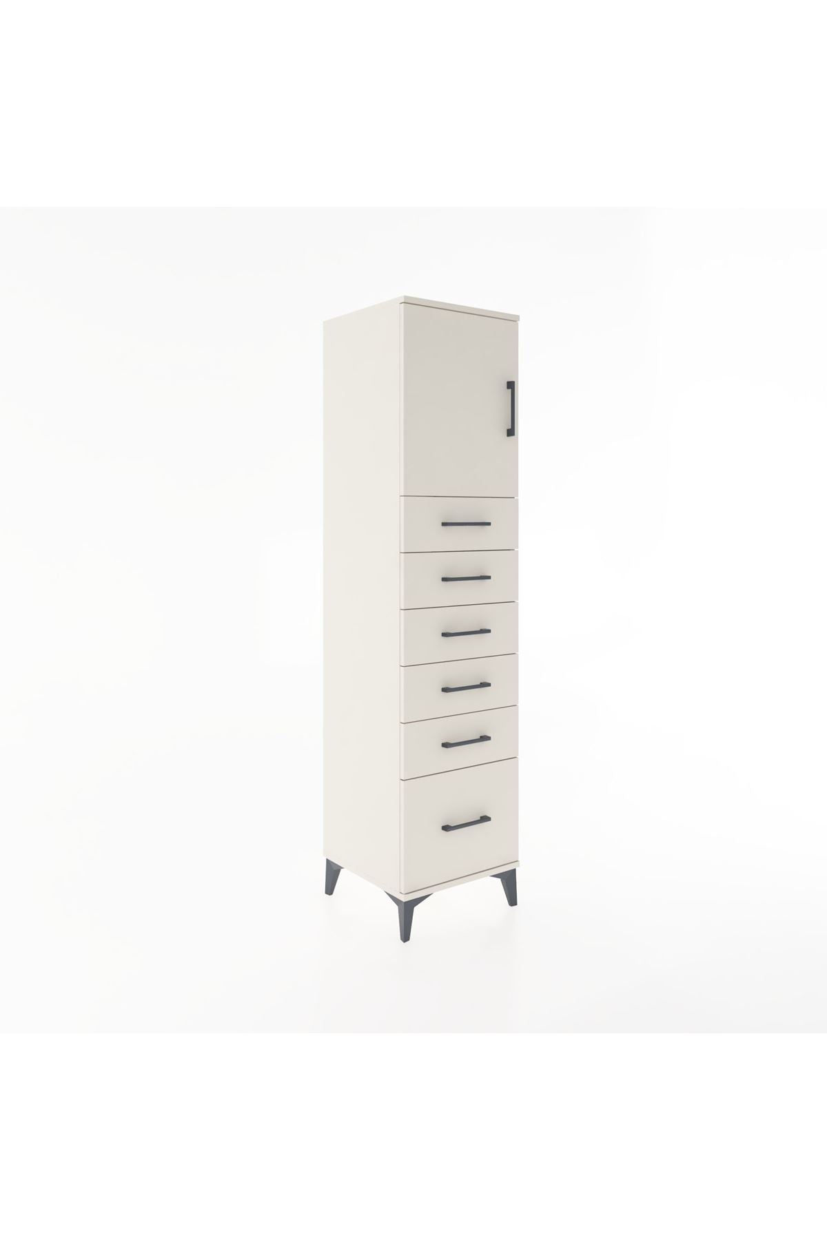 Hyperion Dolap Tek Raflı 6 Çekmeceli Tek Kapaklı 44x44x182 - S55M011V1B