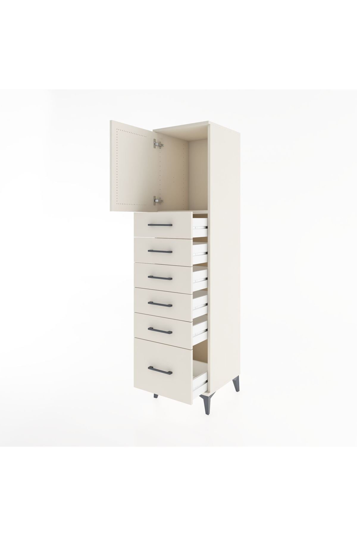 Hyperion Dolap Tek Raflı 6 Çekmeceli Tek Kapaklı 44x44x182 - S55M011V1B