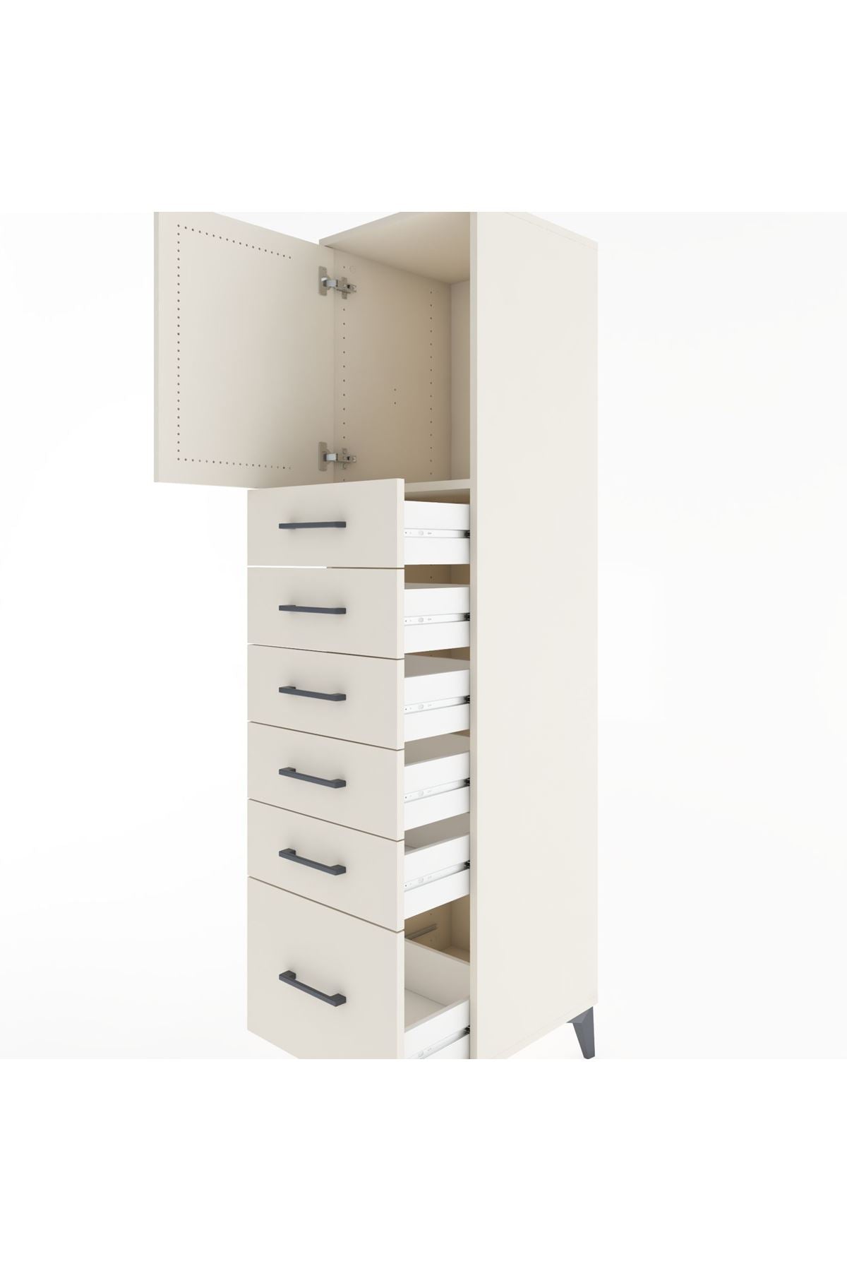 Hyperion Dolap Tek Raflı 6 Çekmeceli Tek Kapaklı 44x44x182 - S55M011V1B