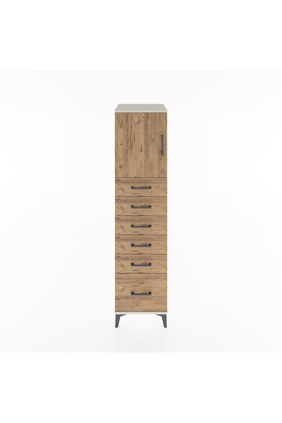 Hyperion Dolap Tek Raflı 6 Çekmeceli Tek Kapaklı 44x44x182 - S55M011V3B