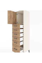 Hyperion Dolap Tek Raflı 6 Çekmeceli Tek Kapaklı 44x44x182 - S55M011V3B